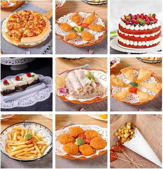 Alt view image 5 of 7 - Paper Doilies Assorted Sizes, Disposable Lace Doilies for Dessert Trays | 99 Pcs, 4.5 6.5 8.5 in, for Table Cake, Round, Safe for Food, Good Oil Absorption, Xmas Craft, White, Paper Placemats Bulk