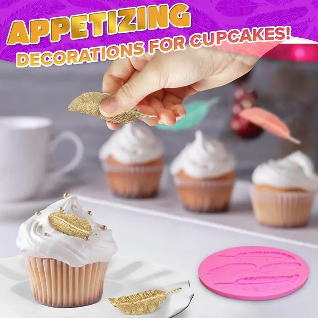Alt view image 7 of 7 - Feather Chocolate Mold, Flexible Silicone, 3D Design, 0.3" Thick, Reusable | Silicone Feather Mold; Different Sizes of Feathers; Non-Stick Release; for Cakes, Desserts, and Dessert Decorating