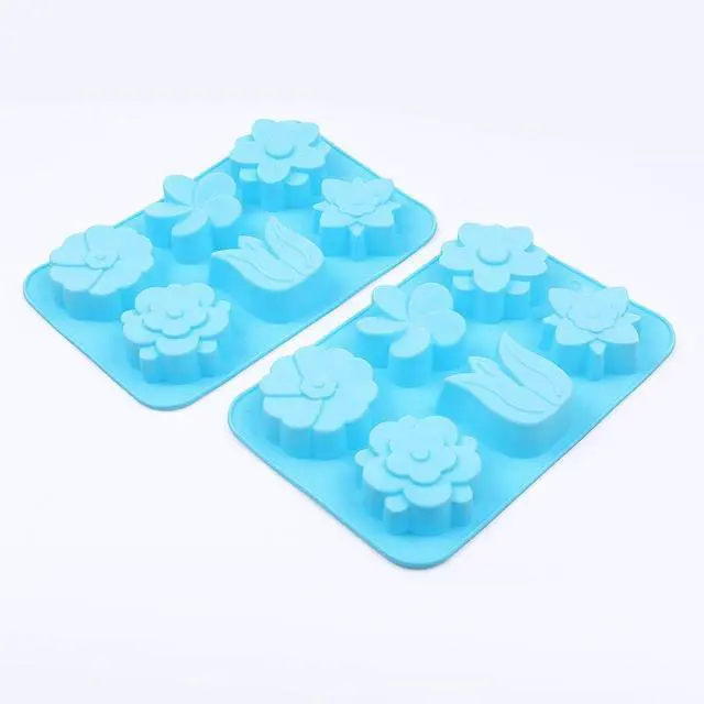 Alt view image 5 of 7 - homEdge 6-Cavity Silicone Flowers Shap Mold, Set of 3PCS Non Stick Silicone Mixed Tulip, Daisy Mold for Candy Chocolate Jelly, Ice Cube 6 Styles Flowers