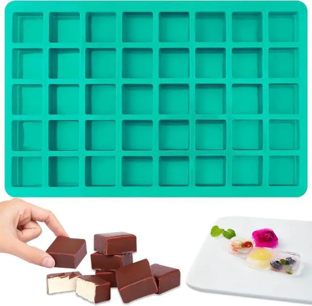 Main image of Sakolla Square Chocolate Mold, 40 Cavities Silicone Cube Mold for Chocolate, Candy, Caramel, Ice Cubes, Ganache, Gummy