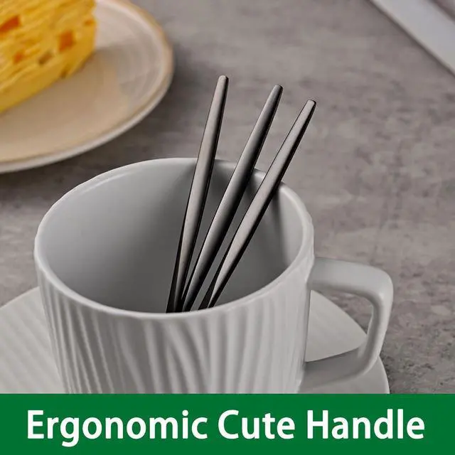 Alt view image 5 of 7 - 5.1 Inch Coffee & Tea Spoons,6-Piece Black Stainless Steel Dessert Spoons For Cafe,Black Espresso Spoon,Cute Small Demitasse Spoon