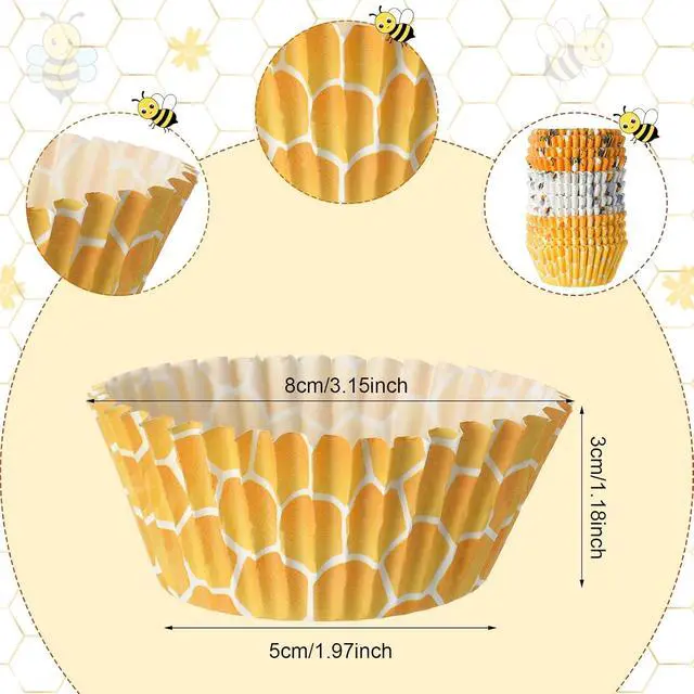 Alt view image 3 of 7 - 300 Count Honey Bee Cupcake Wrappers - Yellow Cupcake Liners for Parties & Celebrations