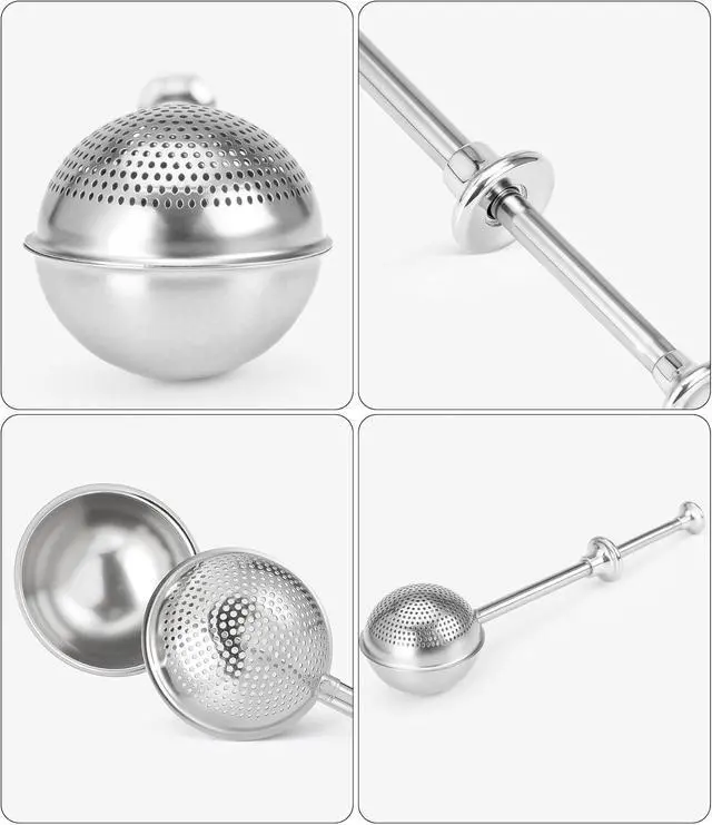 Alt view image 5 of 7 - Flour Duster for Baking, One-Handed Operation, 304 Stainless Steel | Spring-Press Handle, Dishwasher Safe, For Flour, Powdered Sugar, Fine Spices, Pick Up and Dust Flour Sifter, Gift Package