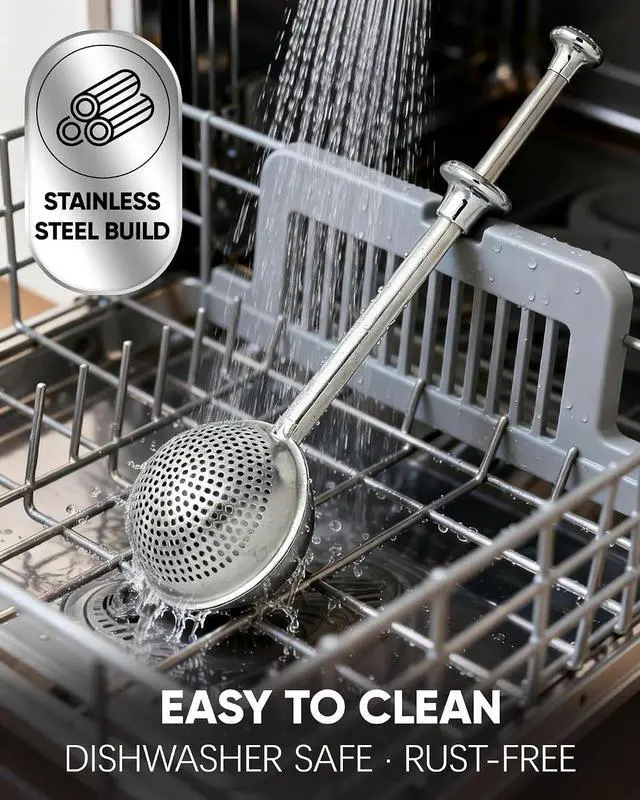 Alt view image 7 of 7 - Flour Duster for Baking, One-Handed Operation, 304 Stainless Steel | Spring-Press Handle, Dishwasher Safe, For Flour, Powdered Sugar, Fine Spices, Pick Up and Dust Flour Sifter, Gift Package