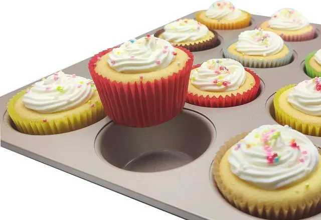 Alt view image 7 of 7 - Premium Red Greaseproof Cupcake Liners Muffin Paper Baking Cups Standard Size, 100-Count