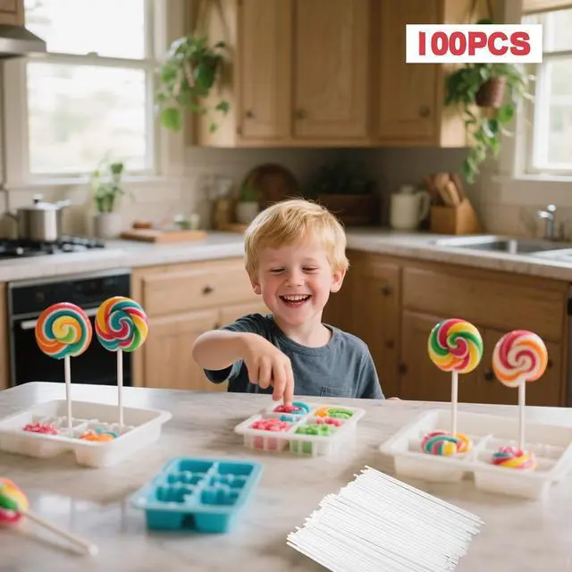 Alt view image 4 of 7 - 100 Pcs Cake Pop Sticks,4 Inch Lollipop Sticks,Treat Sticks for Candy