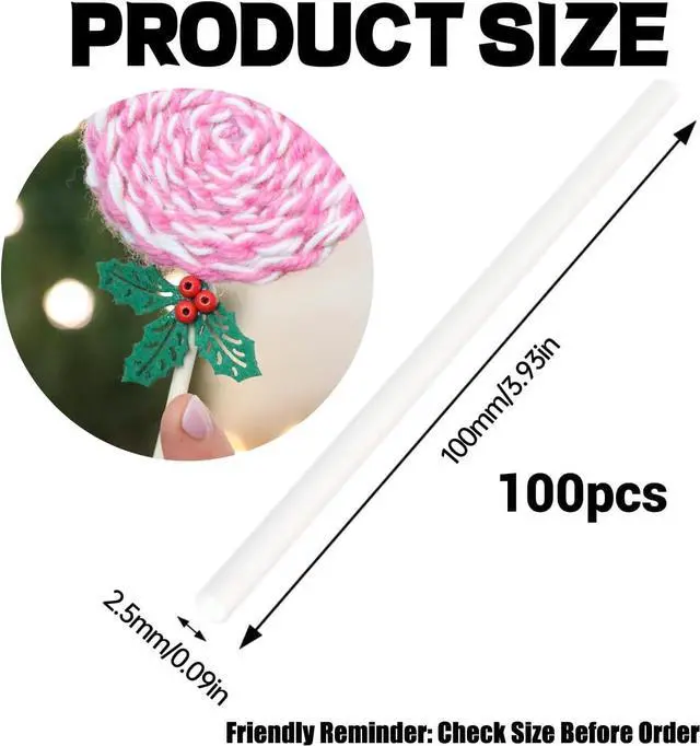 Alt view image 2 of 7 - 100 Pcs Cake Pop Sticks,4 Inch Lollipop Sticks,Treat Sticks for Candy