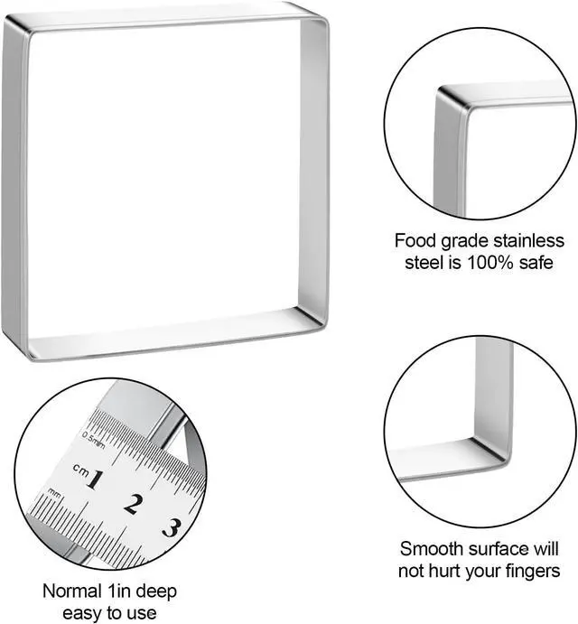 Alt view image 2 of 5 - Square Cookie Cutter Sandwich Cutters for Lunchbox Fruit Cutters Vegetable Cutters for Baking DIY Xmas Birthday Party Decor, Pack of 5