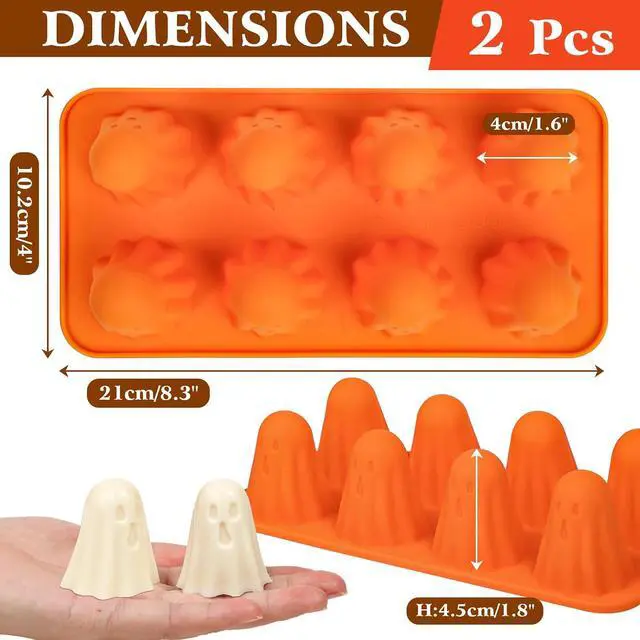 Alt view image 2 of 7 - Kamehame Ghost Silicone Mold, 2 Packs Ghost Chocolate Candy Molds Halloween Silicone Molds for Jelly, Chocolate, Candy, Gummy, Crayon, Resin