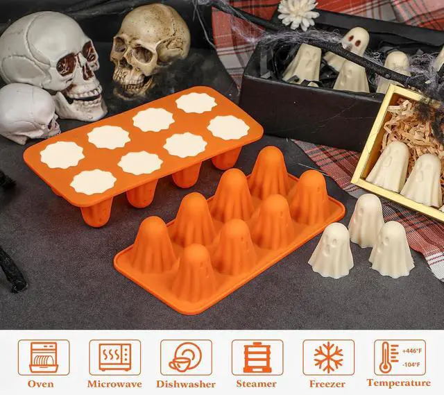 Alt view image 4 of 7 - Kamehame Ghost Silicone Mold, 2 Packs Ghost Chocolate Candy Molds Halloween Silicone Molds for Jelly, Chocolate, Candy, Gummy, Crayon, Resin