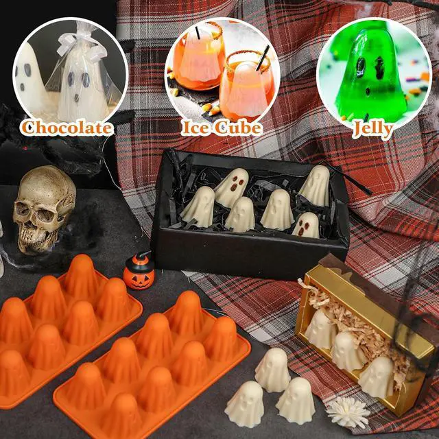 Alt view image 5 of 7 - Kamehame Ghost Silicone Mold, 2 Packs Ghost Chocolate Candy Molds Halloween Silicone Molds for Jelly, Chocolate, Candy, Gummy, Crayon, Resin