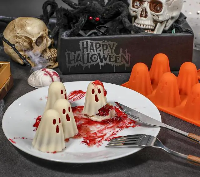 Alt view image 7 of 7 - Kamehame Ghost Silicone Mold, 2 Packs Ghost Chocolate Candy Molds Halloween Silicone Molds for Jelly, Chocolate, Candy, Gummy, Crayon, Resin