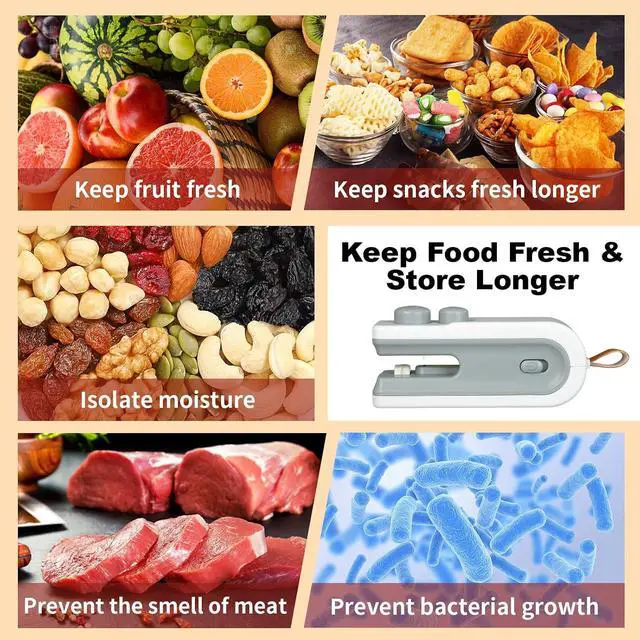 Alt view image 5 of 7 - 2Pcs Mini Bag Sealer, 2026 New 2 in 1 Magnetic Food Sealer with Cutter and Magnet, USB Rechargeable Chip Bag Sealer Heat Seal Tool, for Snacks, Chips, Food Freshness Storage (White + Blue)