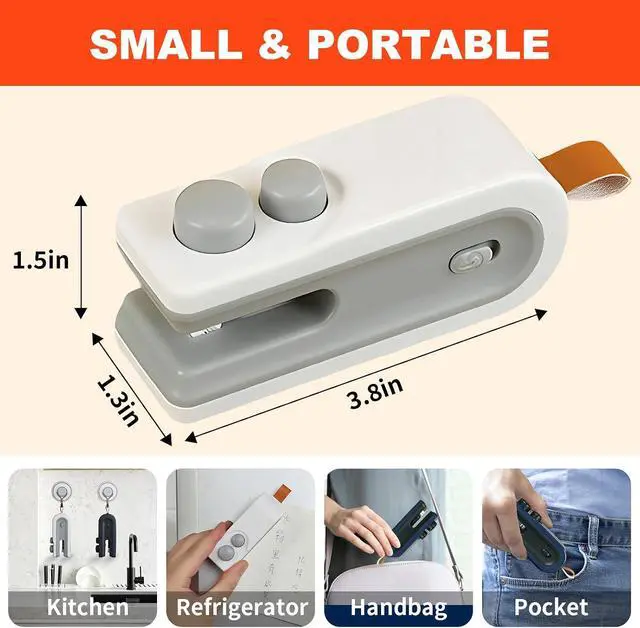 Alt view image 7 of 7 - 2Pcs Mini Bag Sealer, 2026 New 2 in 1 Magnetic Food Sealer with Cutter and Magnet, USB Rechargeable Chip Bag Sealer Heat Seal Tool, for Snacks, Chips, Food Freshness Storage (White + Blue)