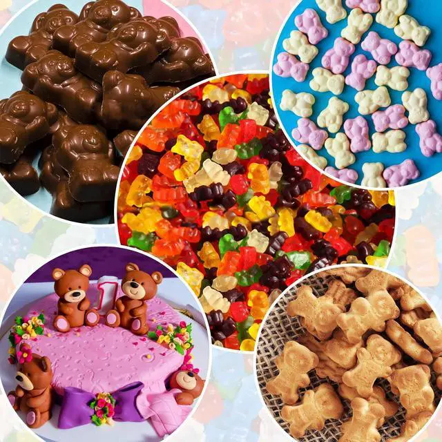 Alt view image 6 of 7 - Palksky 4Pcs Gummy Bear Mold Silicone, Fruit Snack Molds, Gummies Trays Molds with Dropper for Candy Chocolate