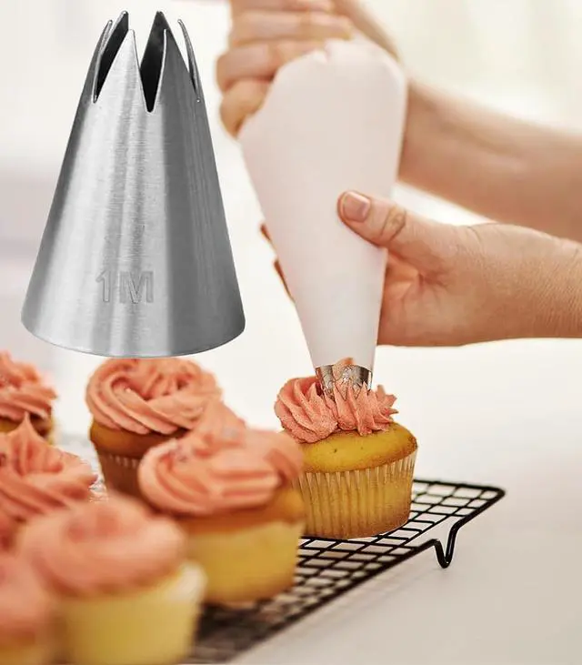 Alt view image 3 of 5 - 4pcs 1M Cake Piping Tips, Cake Decorating Kit,Baking Supplies,Piping Tips,Piping Bags And Tips Set,Frosting Piping Kit,for Cookie Cup cake