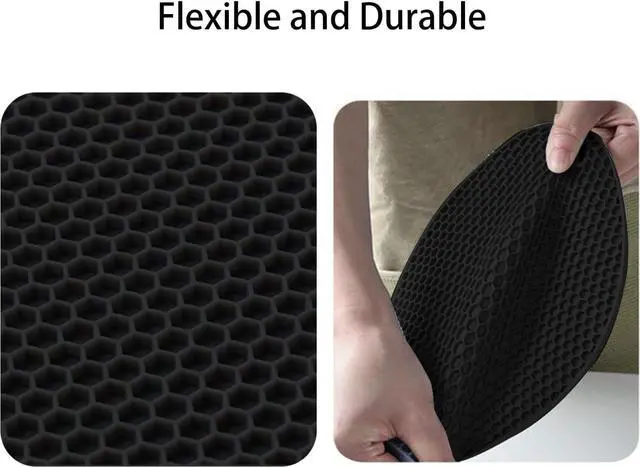Alt view image 3 of 7 - TENOC Silicone Non-Slip, Heat Resistant & Water-Trapping Trivet Mats for Water Glasses & Teacup & Coffee Cup & Dishes & Cookware, Multipurpose Kitchen Table Coaster, 5.5-Inch, Black