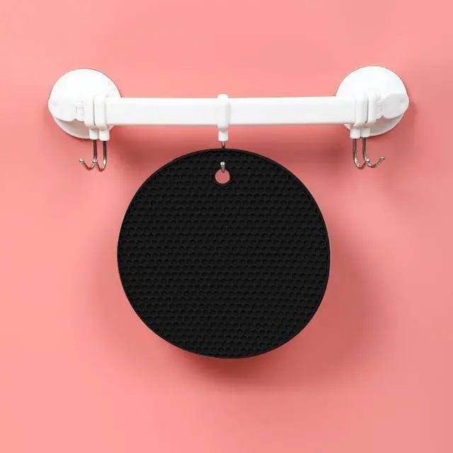 Alt view image 6 of 7 - TENOC Silicone Non-Slip, Heat Resistant & Water-Trapping Trivet Mats for Water Glasses & Teacup & Coffee Cup & Dishes & Cookware, Multipurpose Kitchen Table Coaster, 5.5-Inch, Black
