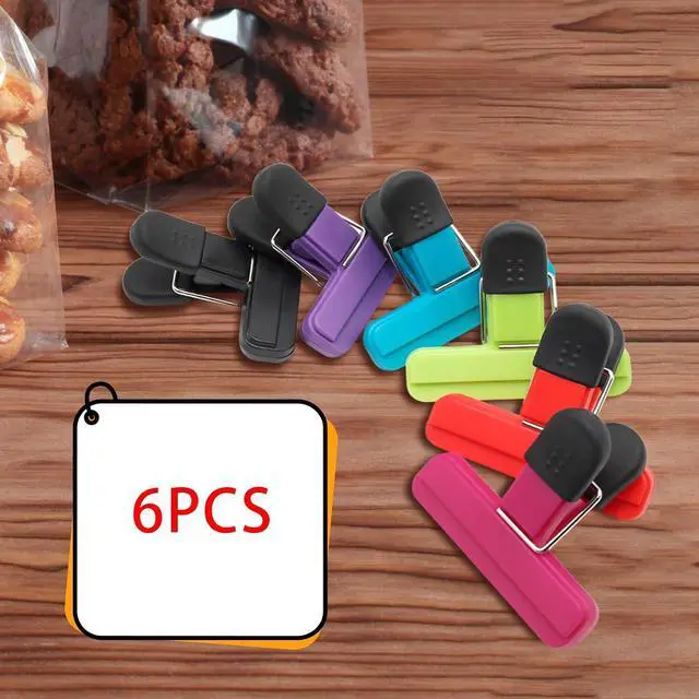 Alt view image 3 of 5 - 6 Pack Small Size Bag Clips, 3 x 2.5 Inch Assorted Colors Food Clips (Color 1)