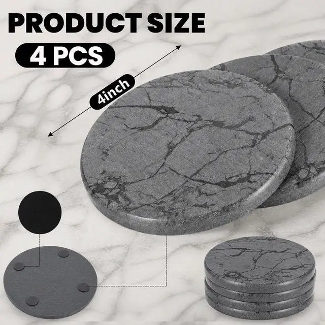 Alt view image 2 of 7 - Diatomaceous Earth Coasters Set of 4Cool Absorbent Quick-Dry Drink Coasters for Desks, Cute Modern Stone Design with Stylish Aesthetic