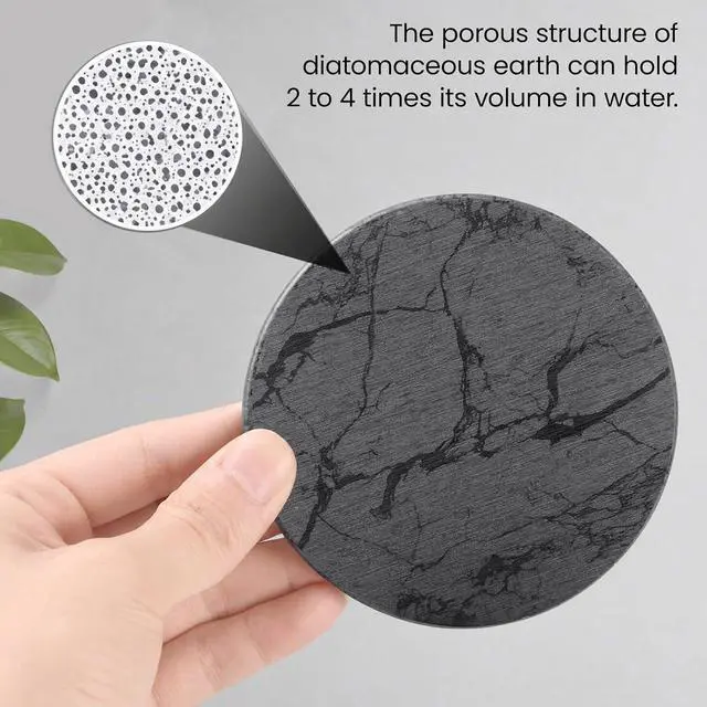 Alt view image 3 of 7 - Diatomaceous Earth Coasters Set of 4Cool Absorbent Quick-Dry Drink Coasters for Desks, Cute Modern Stone Design with Stylish Aesthetic