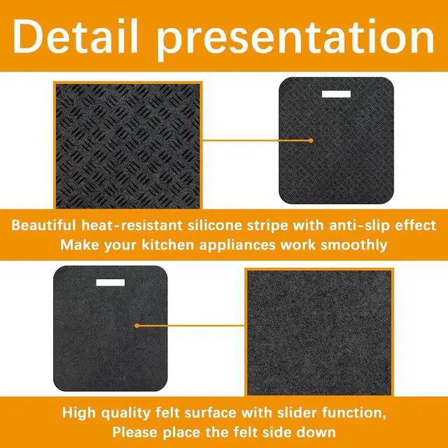 Alt view image 4 of 6 - 4 PCS Heat Resistant Mat with Sliding Function for Air Fryer Mat,12 * 14in Countertop Protector Mat Coffee Maker Mat and Oven,Suitable for most kitchen Electric appliance