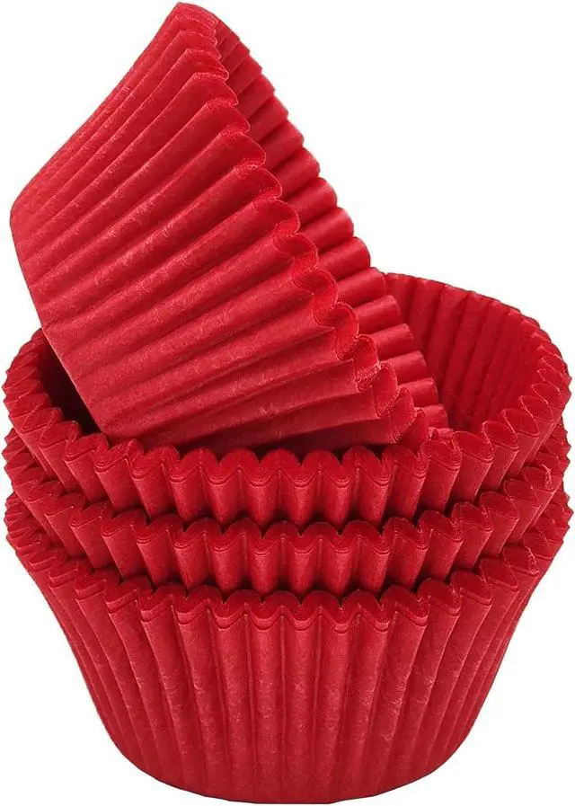 Alt view image 2 of 7 - Premium Red Greaseproof Cupcake Liners Muffin Paper Baking Cups Standard Size, 100-Count