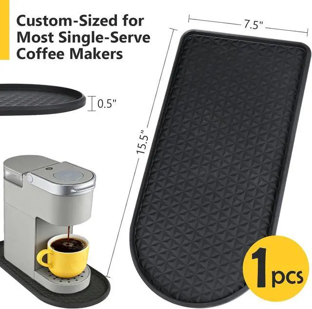 Alt view image 2 of 7 - Silicone Coffee Mat 15.8" x 7.8" Small Spill Bar Mat for Countertop, Black | Fits Coffee and Espresso Makers, Heat-Resistant, Non-Slip Base, Leak-Proof Protection, Keeps Countertops Clean and Dry