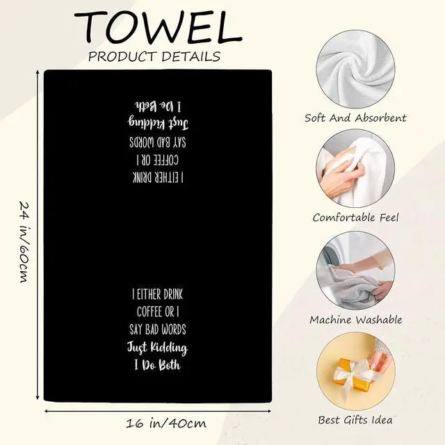 Alt view image 6 of 6 - Funny Saying Kitchen Towels - Funny Black Kitchen Decor, Sarcastic Gifts for Women, Adult Humorous Quote Dish Towels Dishcloth for Bathroom Decorative, 16x24 Inch