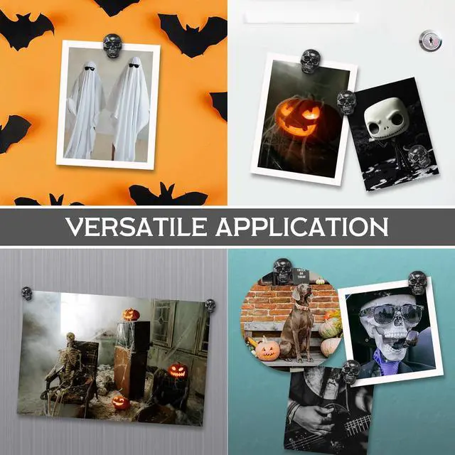 Alt view image 5 of 6 - 8 PCS Skull Fridge Magnets Vintage Skeleton Goth Refrigerator Magnets Funny Cool Decorative Magnets for Locker, Whiteboard, Kitchen, Office, Adsorb Photos Notes (Black)