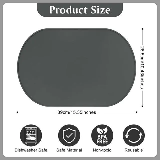 Alt view image 2 of 7 - Silicone Placemat Set of 2, Heat Resistant Placemats for Dinning Table, Reusable Portable Kids Baby Placemats, Waterproof Stain-Proof Toddler Food Mats, Easy to Clean Silicone Mat Oval Placemat