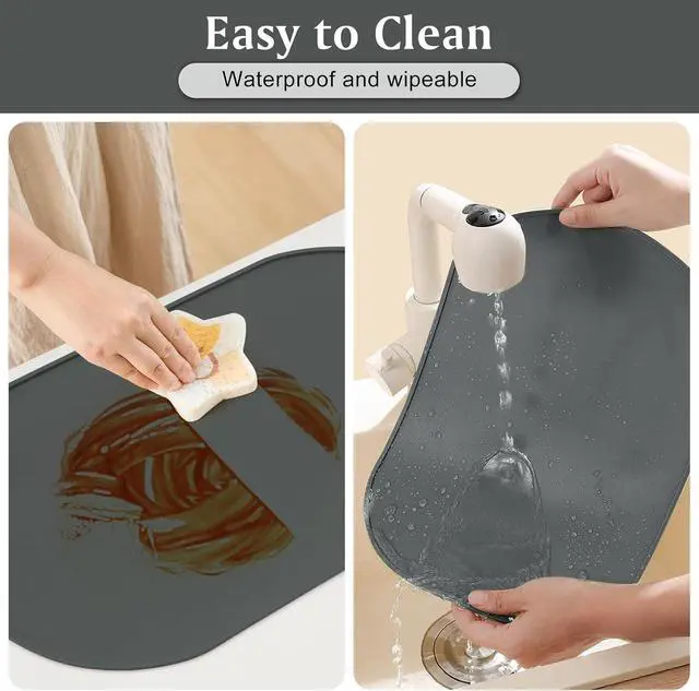 Alt view image 5 of 7 - Silicone Placemat Set of 2, Heat Resistant Placemats for Dinning Table, Reusable Portable Kids Baby Placemats, Waterproof Stain-Proof Toddler Food Mats, Easy to Clean Silicone Mat Oval Placemat