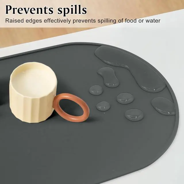 Alt view image 4 of 7 - Silicone Placemat Set of 2, Heat Resistant Placemats for Dinning Table, Reusable Portable Kids Baby Placemats, Waterproof Stain-Proof Toddler Food Mats, Easy to Clean Silicone Mat Oval Placemat