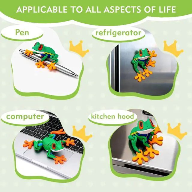 Alt view image 6 of 7 - 3D Printed Articulated Frog Magnet, Movable Joint Fridge Decor,Pink | Powerful magnetic grip for fridge, locker & car, eco-friendly PLA, poseable joints for home, kitchen and office decor