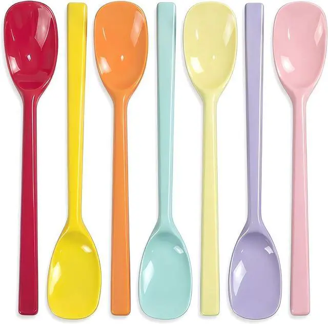 Main image of 7 Pcs Small Silicone Stirring Spoons, Quiet Mini Spatula Jar Scraper, Espresso Coffee Stirrer for Yogurt, Sauce & Seasoning (Multicolor)