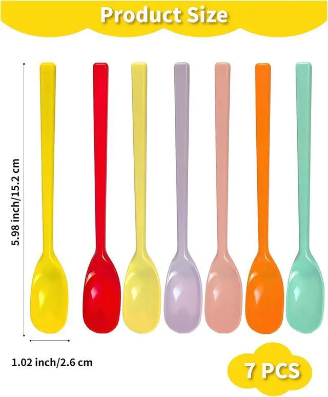 Alt view image 2 of 7 - 7 Pcs Small Silicone Stirring Spoons, Quiet Mini Spatula Jar Scraper, Espresso Coffee Stirrer for Yogurt, Sauce & Seasoning (Multicolor)