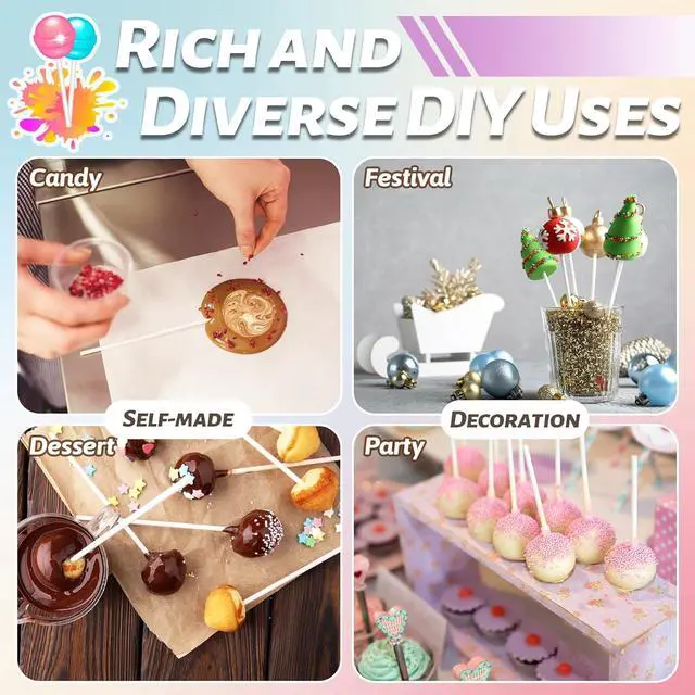 Alt view image 5 of 7 - 100 Pcs White Lollipop Sticks,6 Inch Paper Cake Pop Sticks,Lollipop Treat Sticks for Cake Pops,Homemade Candy,Chocolate,Cookie,Dessert(Dia 3.5mm)