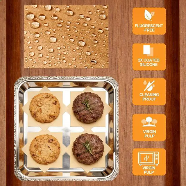 Alt view image 5 of 7 - 6x6 Inch Baking Parchment Paper, 400 Sheets/Pack | Non-Stick Food-Grade Unbleached Parchment Paper (Orange, 400pcs 6x6 paper)