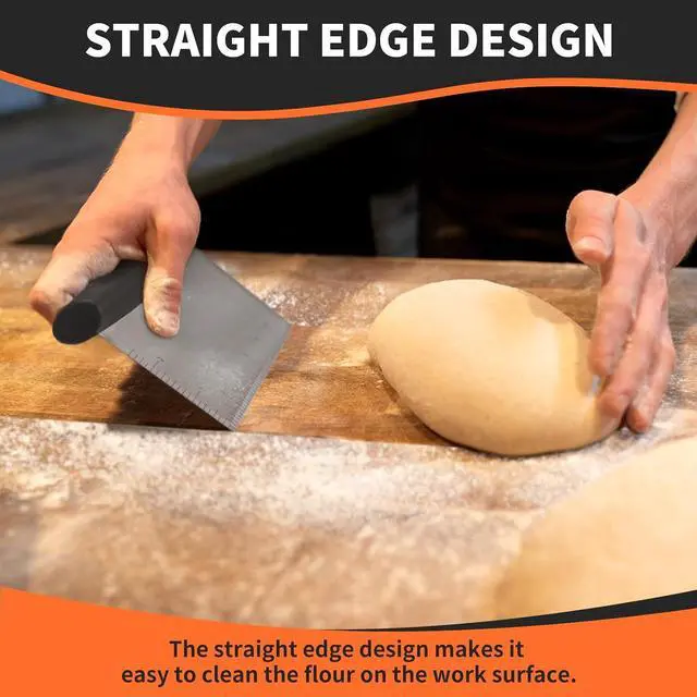 Alt view image 5 of 7 - ALLTOP Bench Scraper & Chopper for Kitchen - Ideal Baking Essential Utensil,Stainless Steel Pastry/Dough/Food Cutter Tool for Cake Pizza Bread,Cooking - 1 Pack,Black