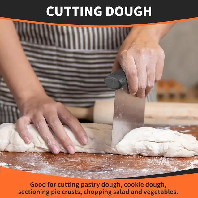 Alt view image 3 of 7 - ALLTOP Bench Scraper & Chopper for Kitchen - Ideal Baking Essential Utensil,Stainless Steel Pastry/Dough/Food Cutter Tool for Cake Pizza Bread,Cooking - 1 Pack,Black