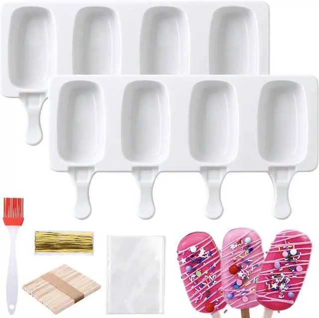 Main image of Juome Cake Pop Mold Kit, Cakesicle Molds Silicone with Wooden Sticks & Bags | 2 Pack 8 Cavities Cake Pop Maker Supplies Accessories, Baking Tools for Home Baking Desserts Parties, Food-Grade Silicone