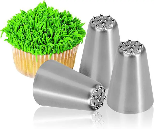 Main image of Skypia 3PCS Stainless Steel Grass Icing Nozzles Set Christmas Cupcake Mousse Cake Decorating Tips Piping Nozzles DIY Baking Tools (Multiple)