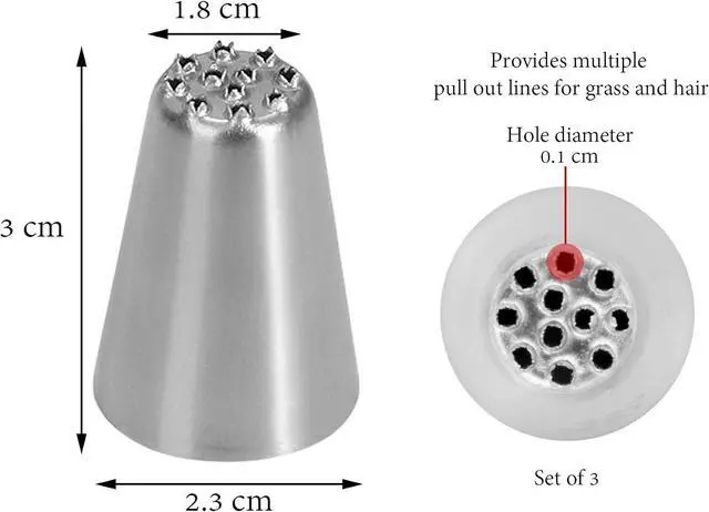 Alt view image 2 of 7 - Skypia 3PCS Stainless Steel Grass Icing Nozzles Set Christmas Cupcake Mousse Cake Decorating Tips Piping Nozzles DIY Baking Tools (Multiple)