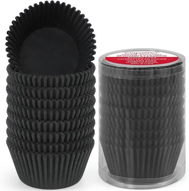 Main image of Standard Black Cupcake Liners for Baking 200 Counts - Caperci Greaseproof Muffin Baking Cups for Wedding Birthday Party Baby Shower Festivals (Black)
