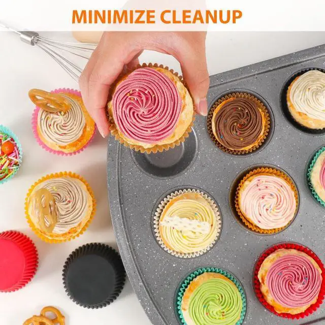 Alt view image 5 of 7 - Standard Black Cupcake Liners for Baking 200 Counts - Caperci Greaseproof Muffin Baking Cups for Wedding Birthday Party Baby Shower Festivals (Black)