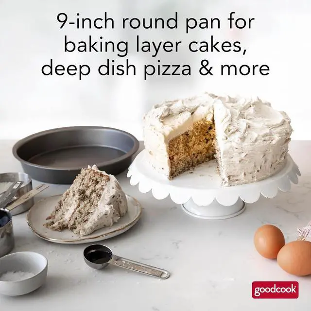Alt view image 3 of 6 - GoodCook Everyday Nonstick Steel Round Cake Pan, 9-Inch, Gray