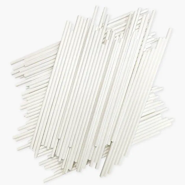 Main image of 200 Count 6 INCH White Paper Lollipop and Cake Pop Sticks,Sucker Sticks for Cookies,Rainbow Candy,Chocolate,Cake Topper(Dia 4mm)