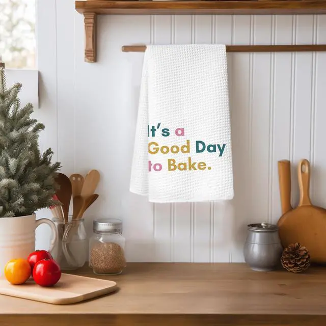 Alt view image 4 of 7 - Baker Gifts Kitchen Towels, Gifts for Baking Lovers Women Bakers, Trendy Tea Towels for Baking, It's a Good Day to Bake Decorative Dish Hand Towels for Kitchen, 16x24 Inch