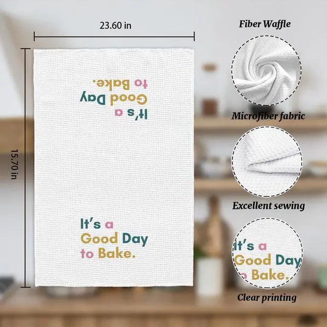 Alt view image 7 of 7 - Baker Gifts Kitchen Towels, Gifts for Baking Lovers Women Bakers, Trendy Tea Towels for Baking, It's a Good Day to Bake Decorative Dish Hand Towels for Kitchen, 16x24 Inch