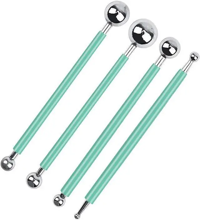 Main image of 4 x Fondant Cake Decorating Clay Flower Sugarcraft Ball Model DIY Tool 8 Sizes (Green)